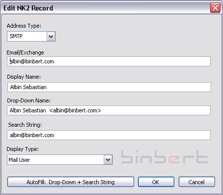 outlook nk2 file edit form