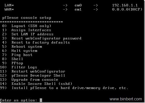 Pfsense menu